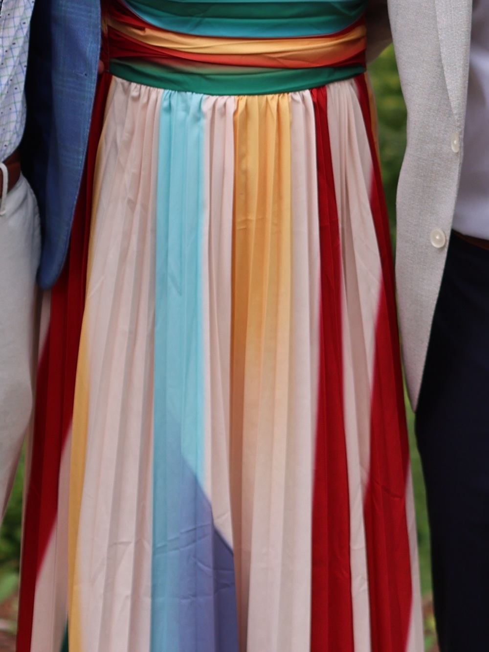 Multicolor Pleated Maxi Skirt - Elegant Striped Design